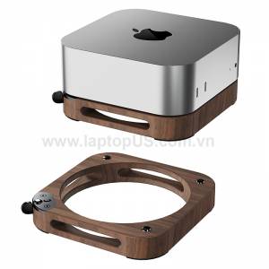 Kệ gỗ Mac mini M4 tản nhiệt decor góc làm việc